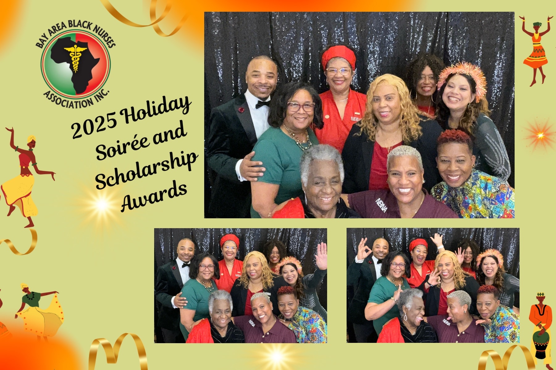Group photo at Bay Area Black Nurses Association holiday soirée and scholarship awards